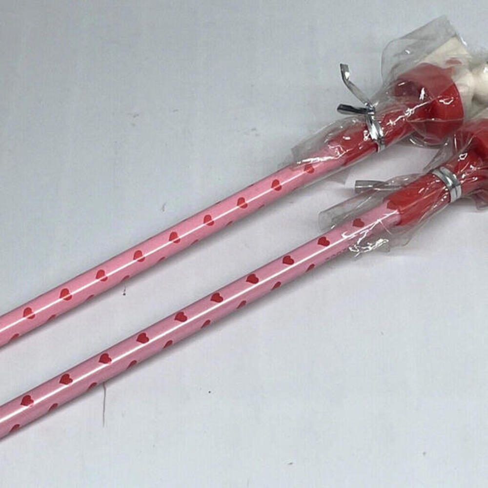 Valentines Day Pencils with Bear Topper Heart Stamp LOT of 2 Brand NEW Vintage